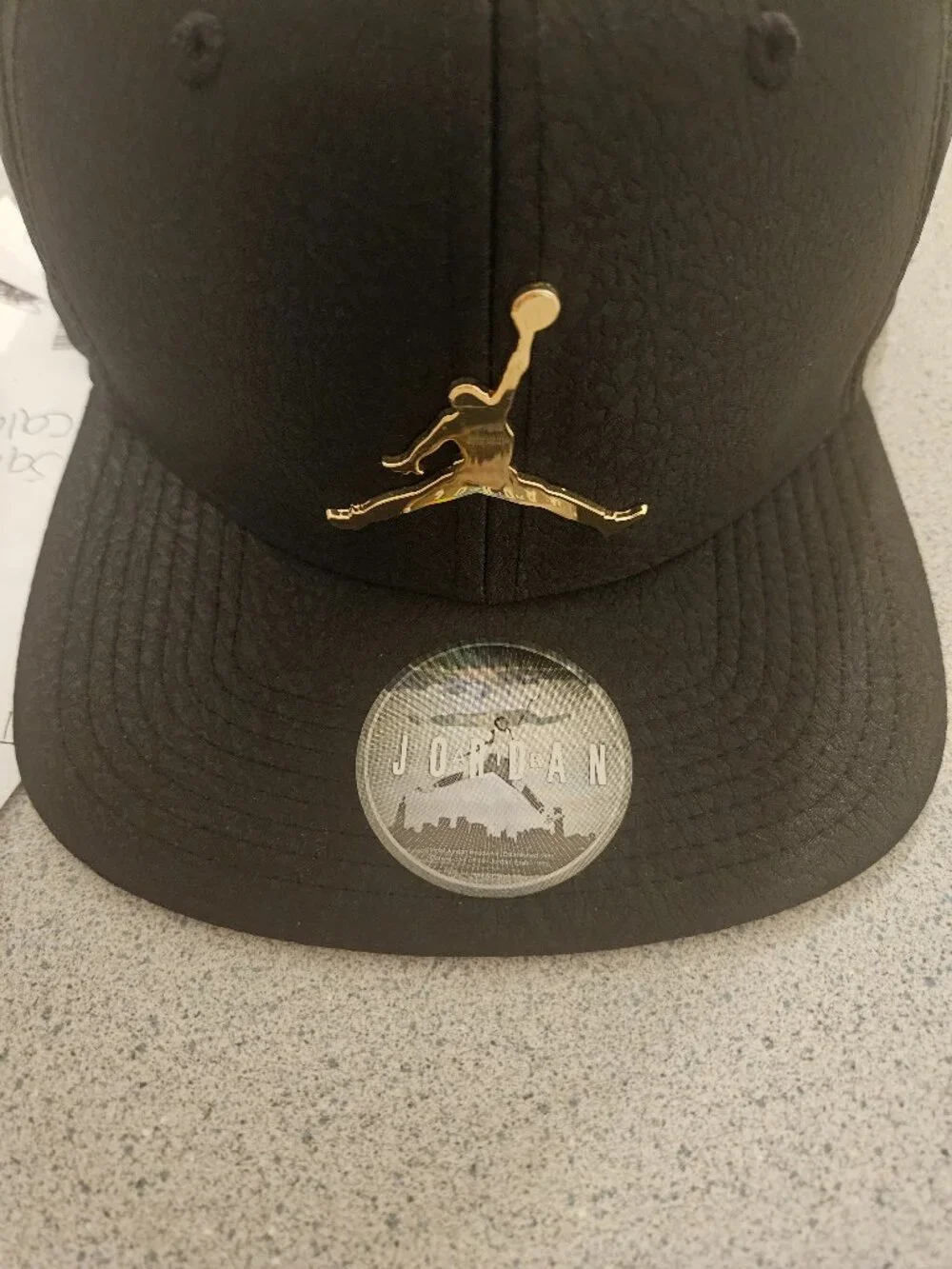 Air Jordan Hat Men Black Cement Elephant Gold Metal Jumpman Snap Back Cap
